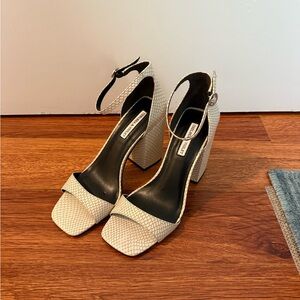 White Snakeskin Block Heel size 9